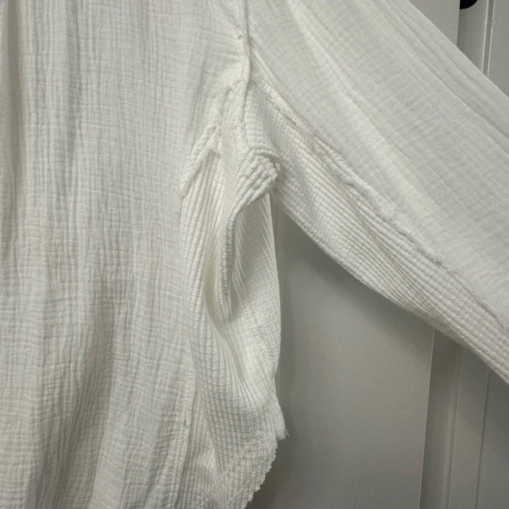 Free People White Casual Button Down Shirt - Picture 7 of 7